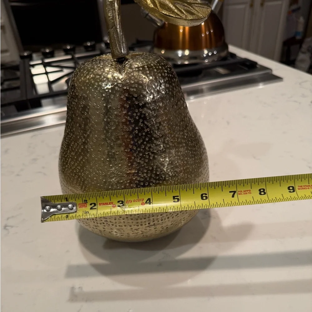 Gold Resin Decorative Tabletop Pear Sculpture Tall Pear Figurine Approx. 11” - Picture 9 of 9